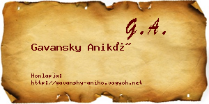 Gavansky Anikó névjegykártya